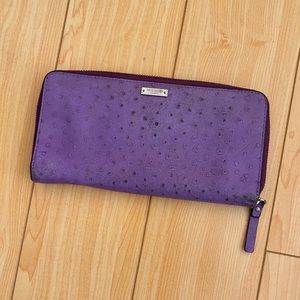 Kate Spade purple leather large zipper wallet